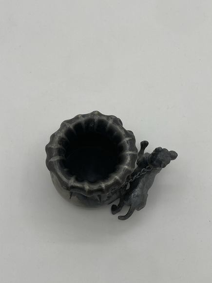 Vintage Pewter Mini Vase with Dog Chain Figurine Planter Pot Decor - Picture 4 of 5